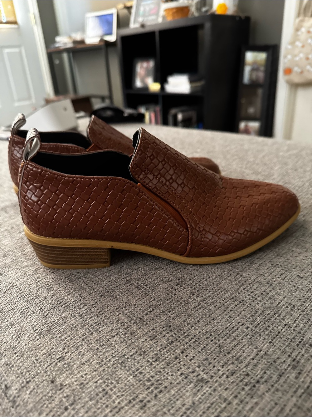 Women’s Brown Woven Leather Slip-On Shoes